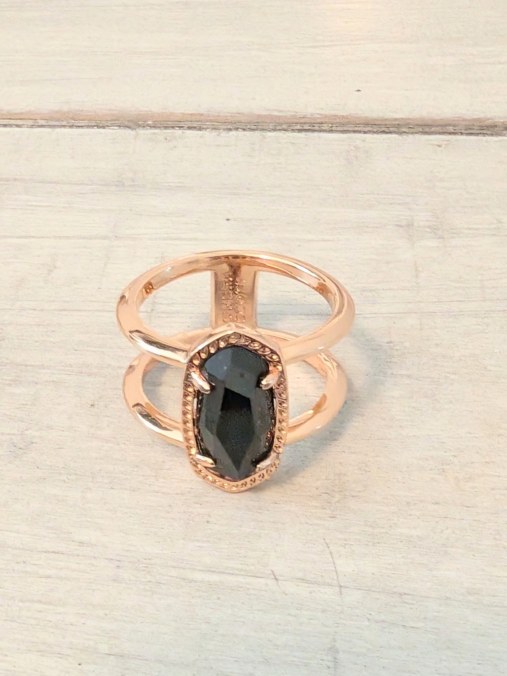 Kendra Scott Elyse Double Band Ring Rose Gold And Black Size 8
